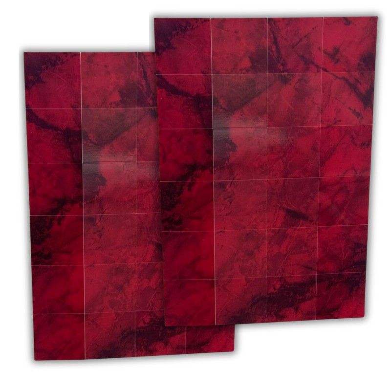 Red Marble Effect Tiles Peel & Stick Sheet Floor or Wall Dolls House 1:12 Scale