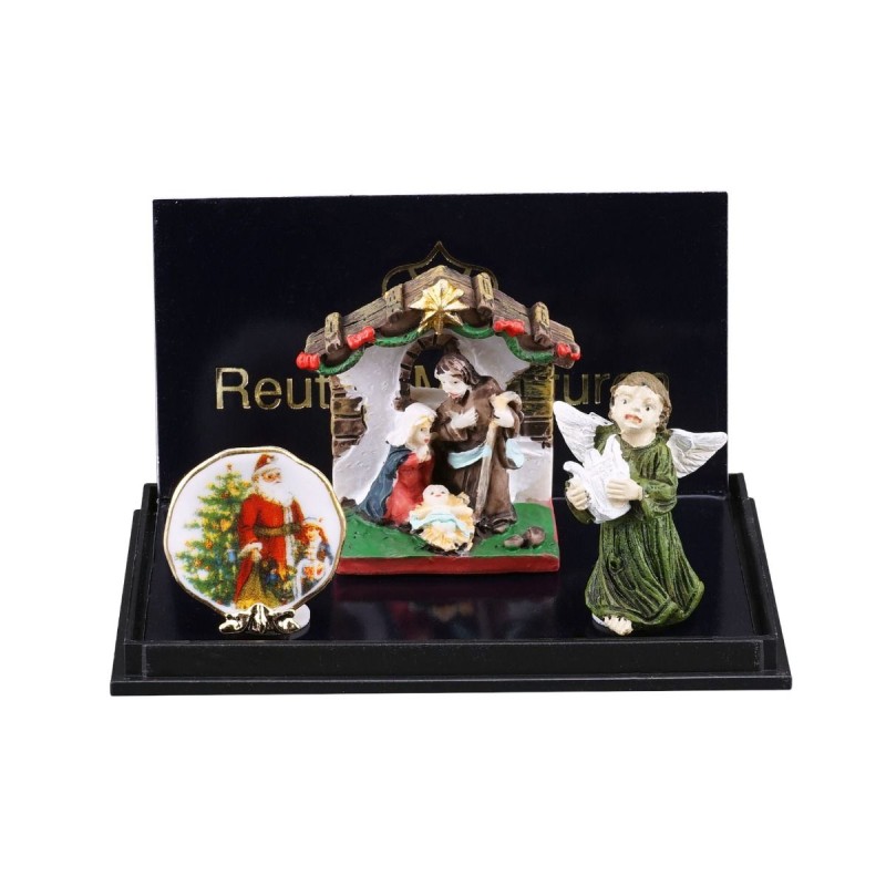 Dolls House Christmas Nativity & Plate Ornaments Reutter Porcelain Accessory Set