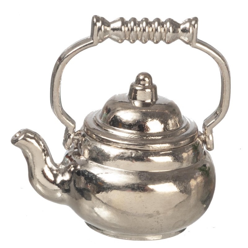 Dolls House Silver Kettle Old Fashioned Tea Pot Chrome Kitchen Accessory 1:12