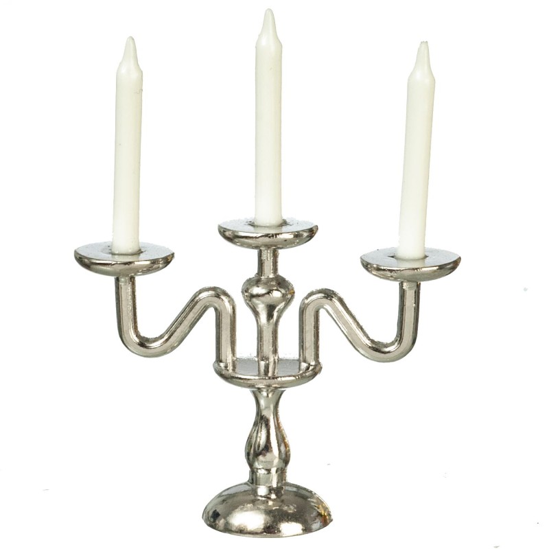 Dolls House Silver Candelabra 3 Arm Miniature Dining Room Table Accessory 1:12