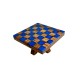 Dolls House Coffee Table Solid Oak Bespoke Blue Checkered Resin Furniture 1:12