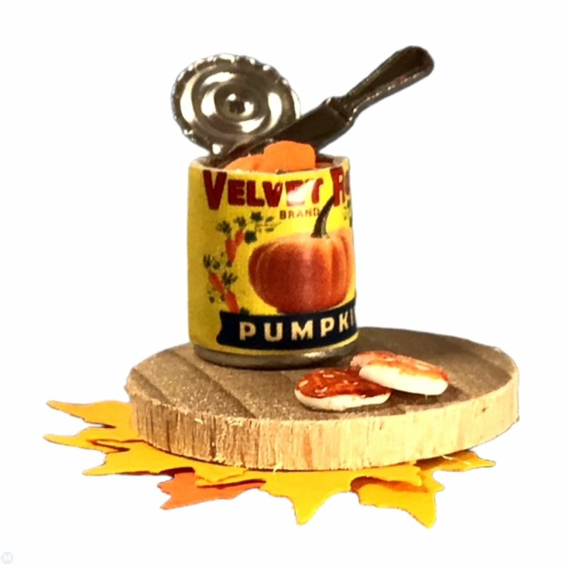 Dolls House Canned Pumpkin Cookie Making on Board Halloween Kitchen Accessory