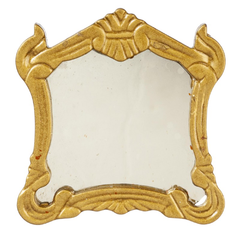 Dolls House Square Mirror in Fancy Gold Frame Victorian Miniature Accessory