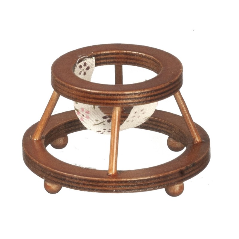 Dolls House Baby Walker Walnut Wooden Miniature Nursery Accessory 1:12 Scale