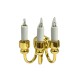 Triple Wall Sconce Candle Light Gold 12V Electric Dolls House Miniature 1:12