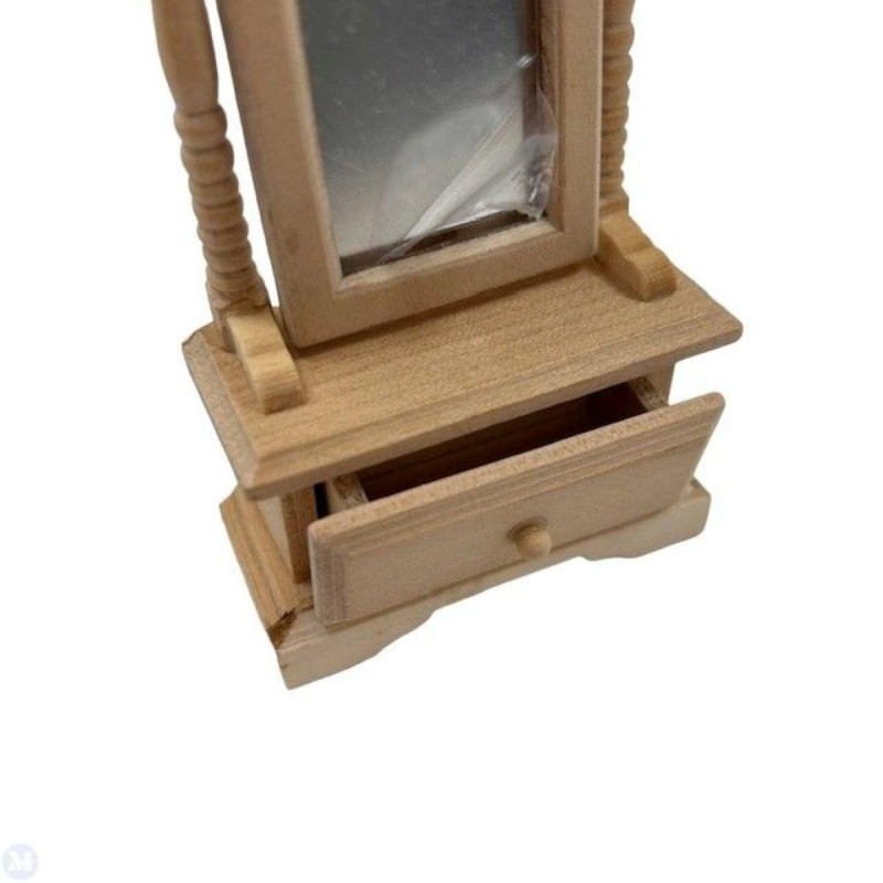 Dolls House Unfinished Cheval Mirror Free Standing Bare Wood Bedroom Furniture