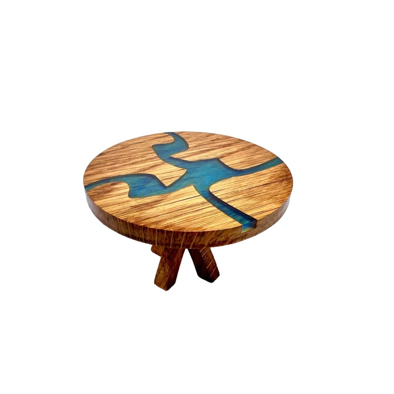 Dolls House River Table Solid Oak Round Custom Epoxy Resin Dining Room Furniture