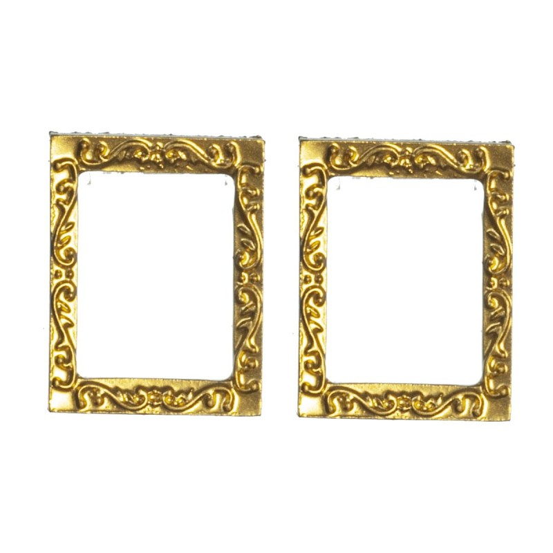 Dolls House Fancy Gold Picture Frames Small Empty Rectangular Photo Accessory