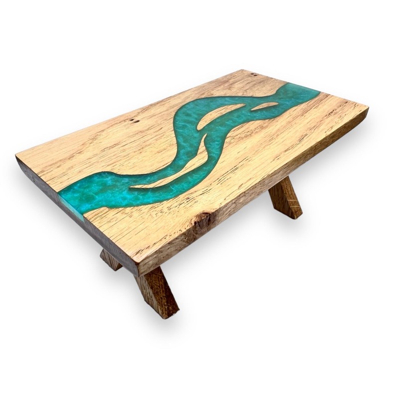 Dolls House River Table Solid Ash Wood Custom Turquoise Resin Dining Furniture