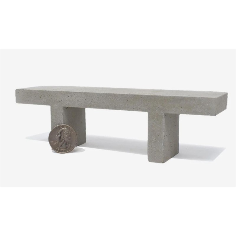 Dolls House Concrete Bench Grey Seat Miniature Garden Park Street Furniture 1:12