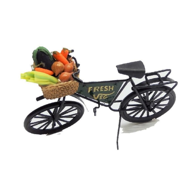 Green Grocers Bicycle Shop Fresh Vegetables Bike 1:12 Dolls House Miniature 