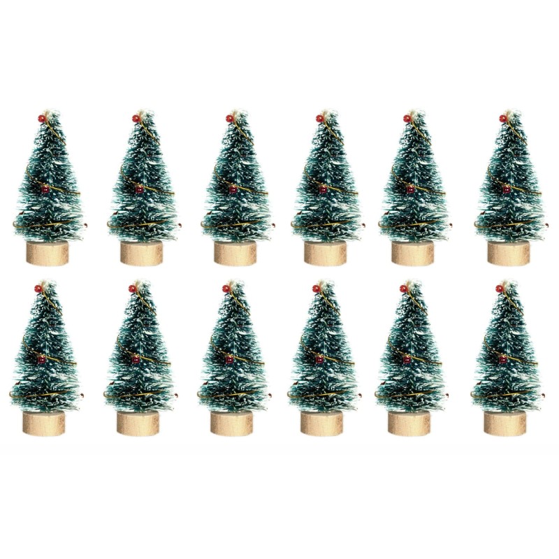 Dolls House 12 Snowy Christmas Trees Miniature 1:12 or 1:24 Ornament Accessory