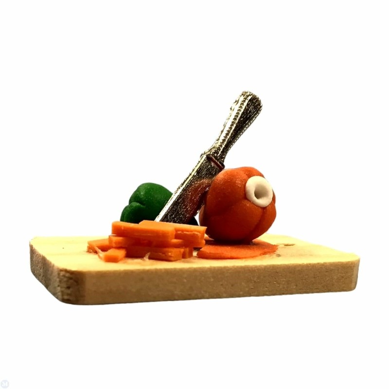 Dolls House Vegetables on Chopping Board Pumpkin Halloween Kitchen Accessory