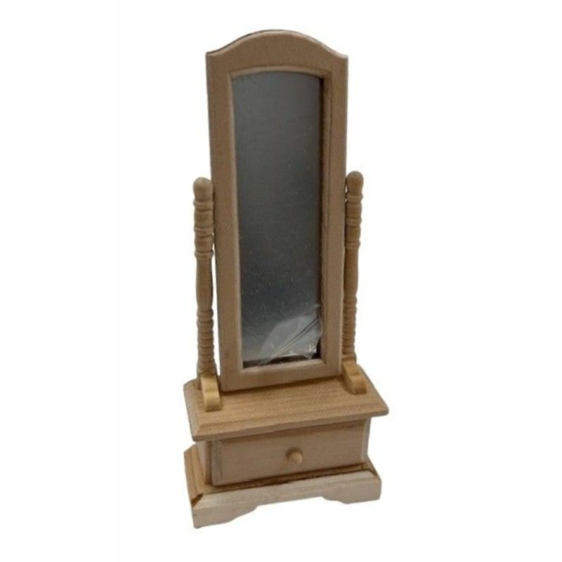 Dolls House Unfinished Cheval Mirror Free Standing Bare Wood Bedroom Furniture