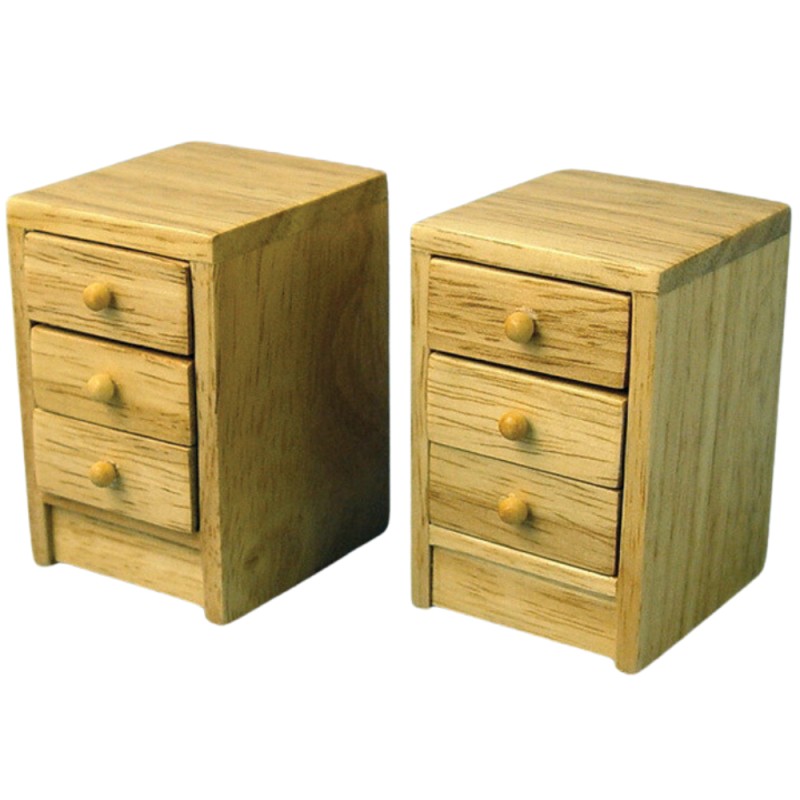 Dolls House Bedside Chest Nightstand Light Oak 3 Drawer Modern Bedroom Furniture