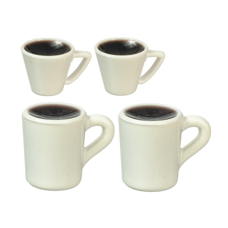 Dolls House Coffee in Mugs & Espresso in Cups Drinks Cafe Dining Room Accessory