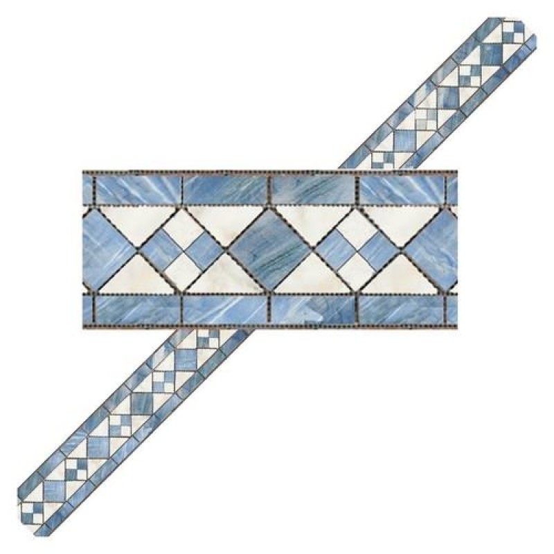 Dolls House Faux Marble Wallpaper Border Miniature Print 1:12 Scale Blue