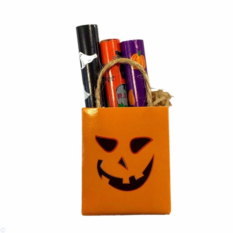 Dolls House Halloween Gift Bag with Spooky Wrapping Paper Miniature Accessory