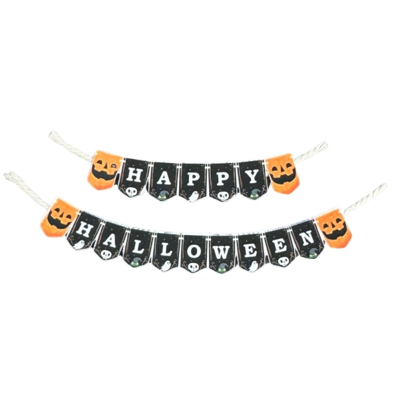 Dolls House Happy Halloween Bunting Decoration Pumpkin Garland Party Accessory