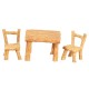 Dolls House Log Table & Chairs Garden Cabin Furniture Set 1:24 Half Inch Scale