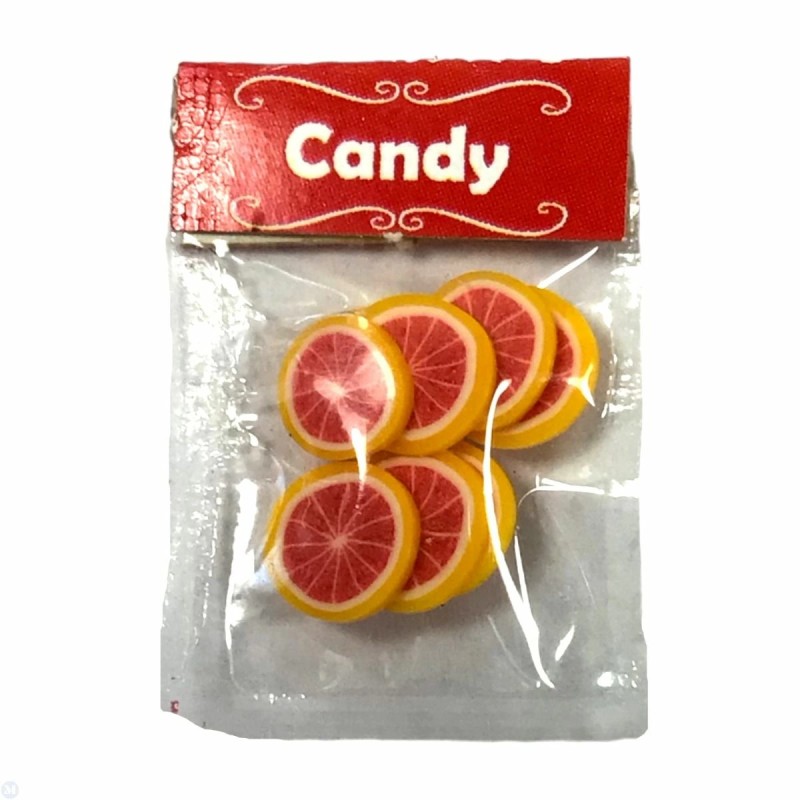 Dolls House Packet of Orange Slices Christmas Halloween Sweet Shop Candy Store