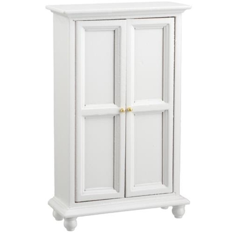 Dolls House Wardrobe White Paneled Door Wooden Miniature 1:12 Bedroom Furniture