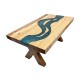 Dolls House River Table Solid Ash Wood Green Resin Custom Dining Room Furniture