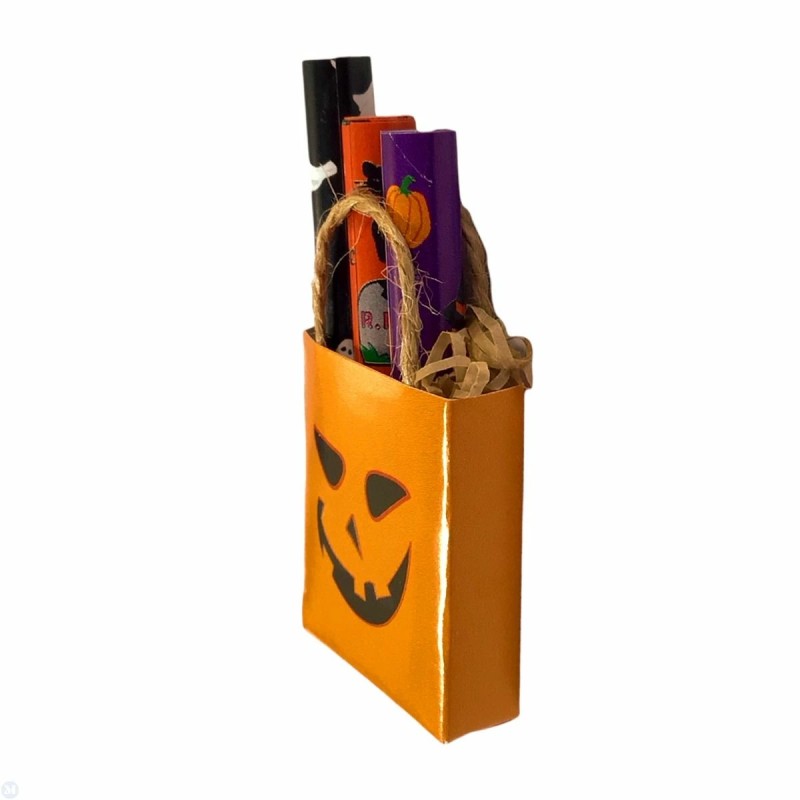 Dolls House Halloween Gift Bag with Spooky Wrapping Paper Miniature Accessory