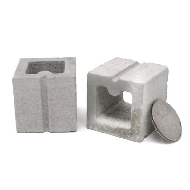 Dolls House 2 Half Breeze Blocks 1:6 Scale Cement Cinder Brick Building Supply