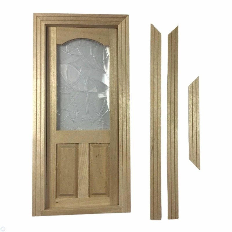 Dolls House Door Half Glazed Decorative Window Wooden 1:12 Building Component