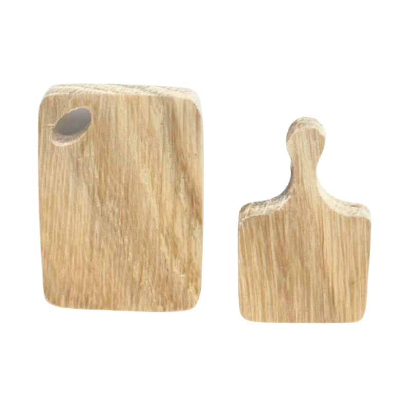 Chopping Boards with Handle Rectangular Oak Dolls House Miniature 1:12 Scale