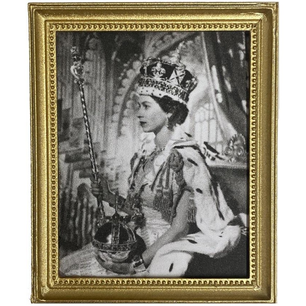 Dolls House Queen Elizabeth II Coronation Portrait B&W Picture 1:12 ...