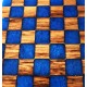 Dolls House Coffee Table Solid Oak Bespoke Blue Checkered Resin Furniture 1:12