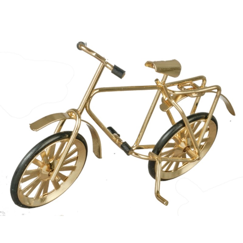 Dolls House Small Gold Bicycle Bike Miniature 1:12 Scale Garden Accessory 