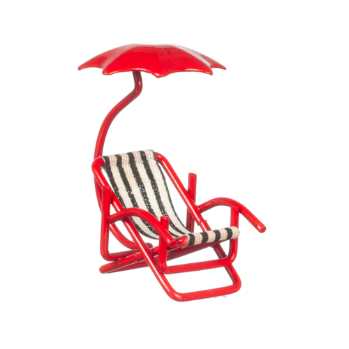 Dolls House Deck Chair & Umbrella 1:24 Half Inch Scale Beach Garden ...