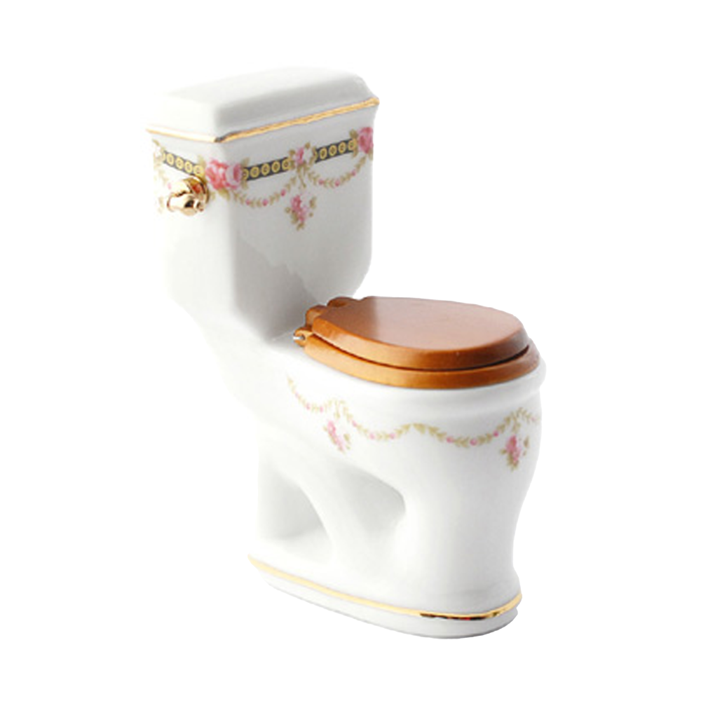 Dolls House Victorian Rose Porcelain Toilet Reutter Miniature Bathroom