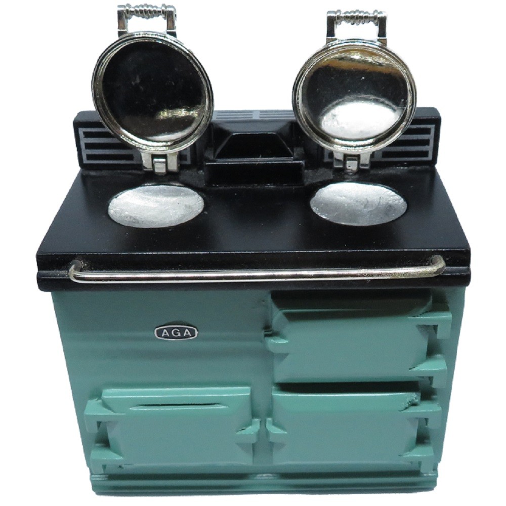 Dolls House 3 Oven Green Aga Stove Cooker Miniature Reutter Kitchen